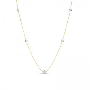 Yellow Gold 5 Station Diamonds By The Inch Necklace By Roberto Coin
