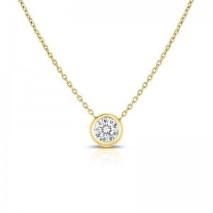 18K Diamond Bezel Solitaire Necklace BY Roberto Coin