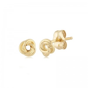 14K Yellow Gold Love Knot Stud Earrings BY PD Collection