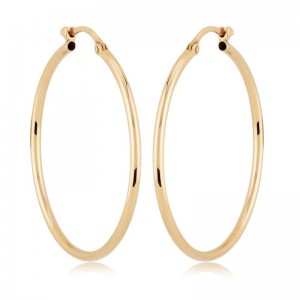 14K Yellow Gold Tube Hoop Earrings BY PD Collection