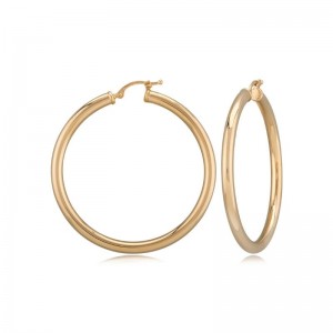 14K Yellow Gold Tube Hoop Earrings By PD Collection