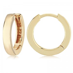 14K Yellow Gold Medium Hinged Hoop Earrings