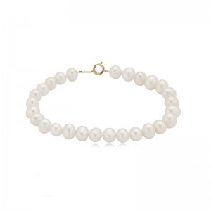 14K Yellow Gold Fresh Water Pearl Bracelet By PD Collection