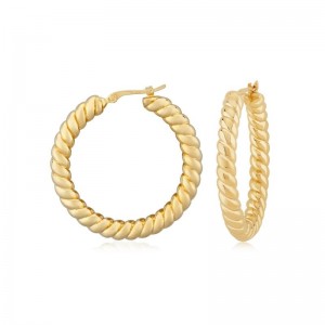 14K Yellow Gold 3.8Mm Twisted Hoop Earrings 23Mm Diameter By PD Collection