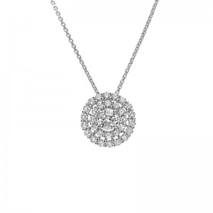 18K White Gold Diamond Necklace With Double Halo By Leo Pizzo