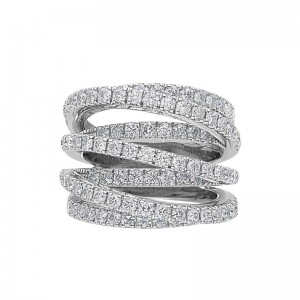 18K White Gold Multi Row Crossover Ring By Leo Pizzo
