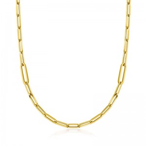 18K Alternating Size Paperclip Link Chain By Roberto Coin