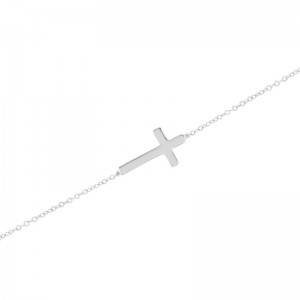 Sterling Silver Horizontal Cross Bracelet By PD Collection