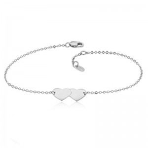 Sterling Silver Double Heart Bracelet BY PD Collection