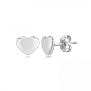 Sterling Silver Flat Heart Stud Earrings By PD Collection