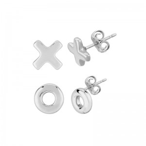 Sterling Silver Hug + Kiss Stud Earrings BY PD Collection