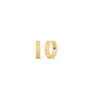 18K Yellow Gold Princess Diamond Hoop Earrings By Roberto Coin