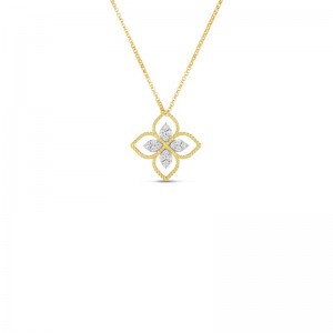 18K Diamond Flower Necklace By Roberto Coin