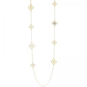 18K White And Yellow Gold Princess Flower Necaklce