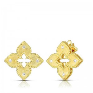18K Diamond Petite Flower Earrings By Roberto Coin