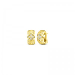 18K Diamond Accented Satin Flower Stud Earring By Roberto Coin