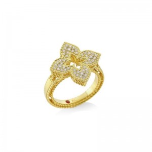 18K Diamond Pave Flower Ring By Roberto Coin