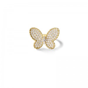 18K Yellow Gold Jasmine Pave Butterfly Ring