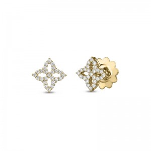 18k Diamond Small Princess Flower Stud Earrings