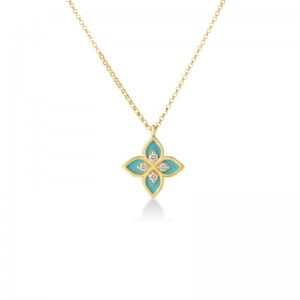 18K Yellow Gold Tiny Venetian Princess Flower Necklace
