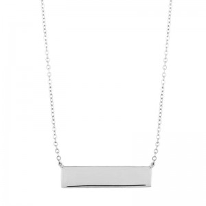 Sterling Silver Engravable Bar Necklace By PD Collection