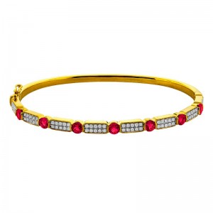 18K Yellow Gold RuBY with Diamond Bangle BY Providence Diamond Collection