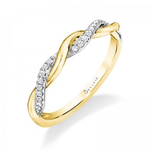 Modern Two Tone Spiral Wedding Band -Yasmine