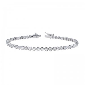 14K White Gold Bezel Set Tennis Bracelet