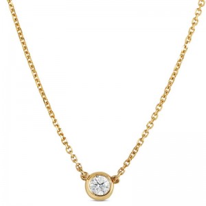 14k Diamond Station Necklace Chain By PD Collection