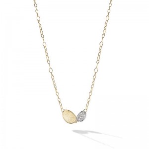 18K Diamond Petite Double Leaf Necklace BY Marco Bicego