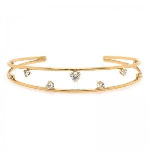 14k Diamond Prong Double Band Cuff BY Zoe Chicco