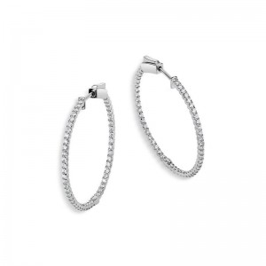 14k Diamond Hoop Earrings By PD Collection