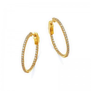14K Diamond Hoop Earrings By PD Collection