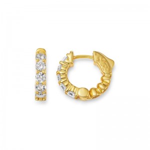 14k Diamond Huggie Hoop Earrings BY Providence Diamond Collection