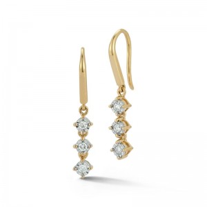 14K Diamond Triple Drop Earrings By Dana Rebecca