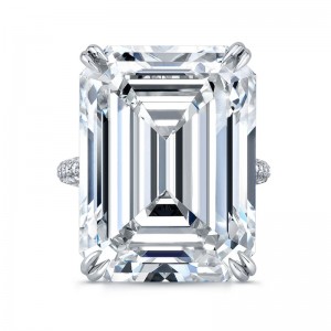 37.69 Carat Emerald Cut Diamond Ring with Pave Band