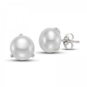 14k Pearl Button Stud Earrings By PD Collection