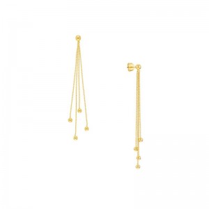 14K Yellow Gold Multi Strand Beaded Chain Earrings By PD Collection