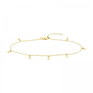 14K Yellow Gold Mini Disc Dangle Anklet By PD Collection