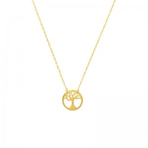 14K Yellow Gold Tree Of Life Disc Necklace By PD Collection