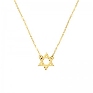 14K Yellow Gold Mini Star Of David Necklace By PD Collection