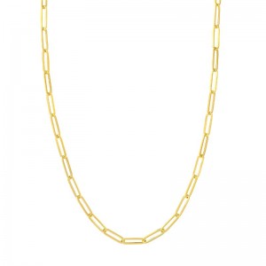 14K Yellow Gold Paper Clip Chain Necklace By PD Collection