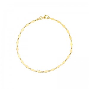 14K Yellow Gold Mirror Diamond Shape Link Bracelet By PD Collection