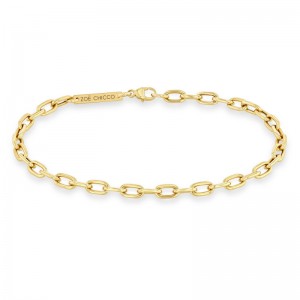 14K Yellow Gold Medium Square Oval Link Chain Bracelet