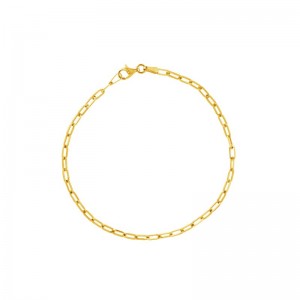14K Yellow Gold Dainty Paperclip Chain Bracelet BY PD Collection