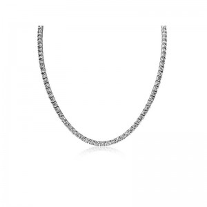14K Yellow Gold Four Prong Tennis Necklace