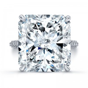 20.21 Carat Radiant Diamond Ring with Pave Band