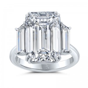 10.03 Carat Emerald Cut 3-stone Diamond Ring