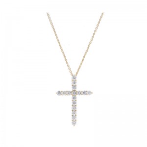 14k Yellow Gold Diamond Cross Pendant By PD Collection