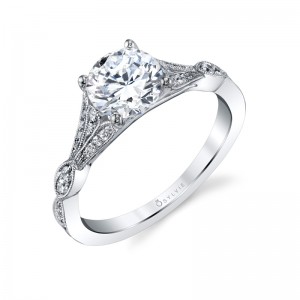 Round Cut Unique Vintage Engagement Ring - Renee